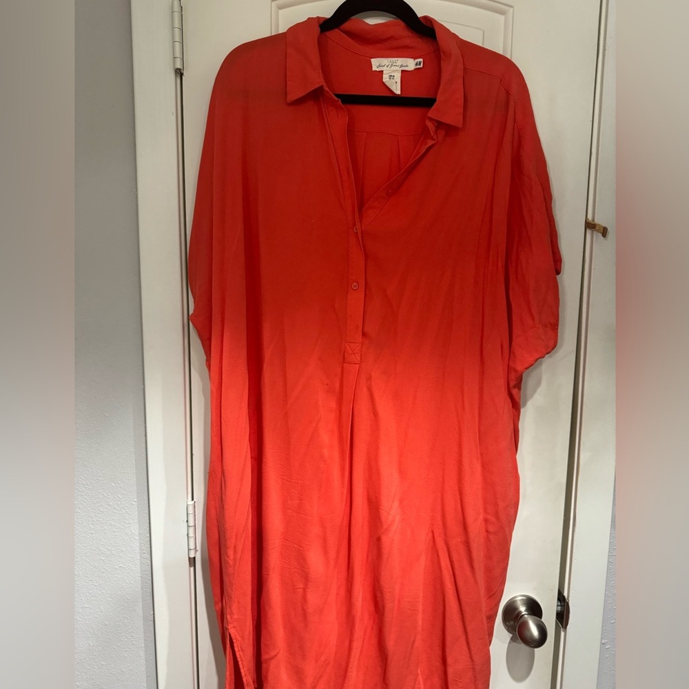 H&M Loose fitting bright coral dress Size 16 - Picture 1 of 6
